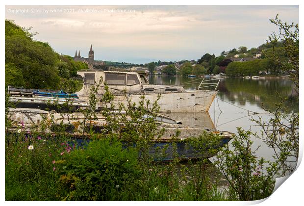 Truro Cornwall, old fishing boats, Print by kathy white