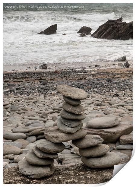 zen balanced stones,Stone Stack Print by kathy white