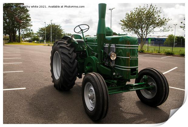 Diesel  Field Marshall,Vintage Tractor; green Print by kathy white