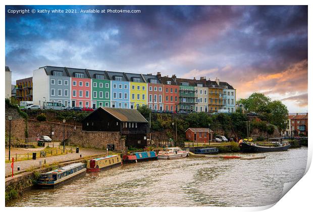 The coloured houses in Bristol at sunset Print by kathy white
