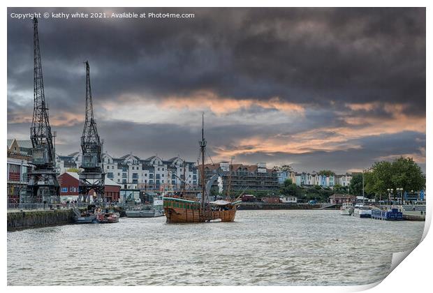 Pirate ship at Bristol Print by kathy white