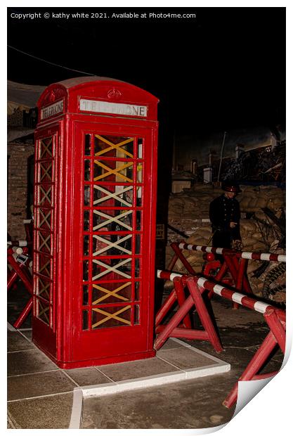 Old red phone box in the war Print by kathy white