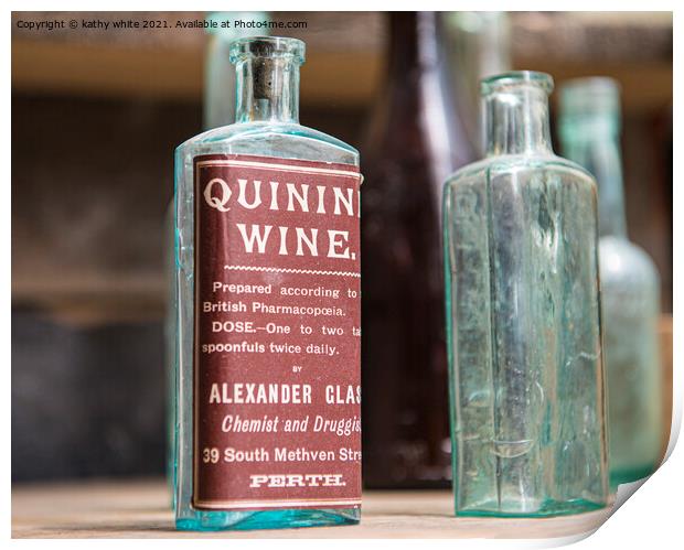 old bottles Print by kathy white