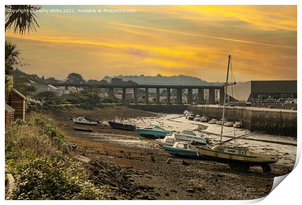 Hayle  Cornwall sunset  Print by kathy white