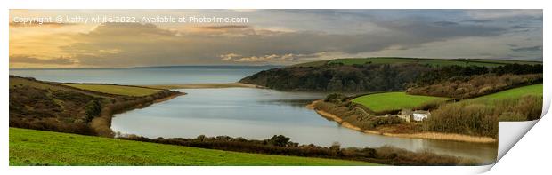 Loe Bar  Cornwall, the golden hour Print by kathy white