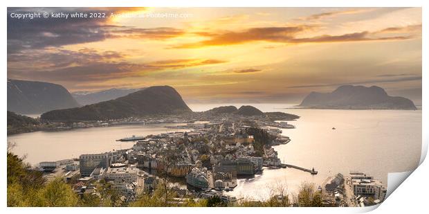  Alesund  Norway sunset Print by kathy white