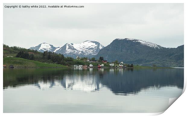 Norway sleepy village, Trondheim Norway Print by kathy white