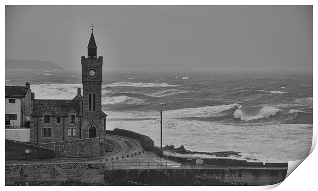 Clock tower Porthleven Cornwall Print by kathy white