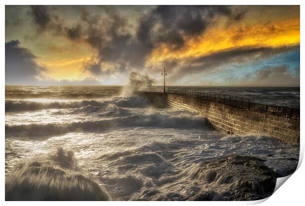 Porthleven in the Eye of the Storm  Print by kathy white