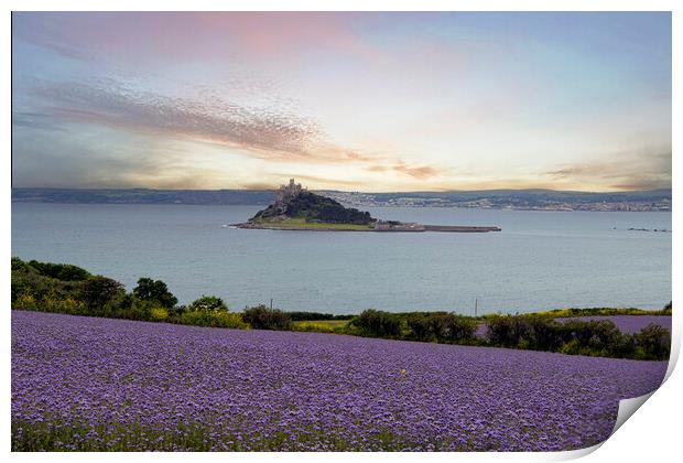 Majestic Sunset at St Michaels Mount Print by kathy white