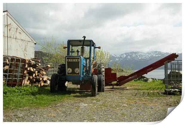 Tractor fjord Norway Print by kathy white