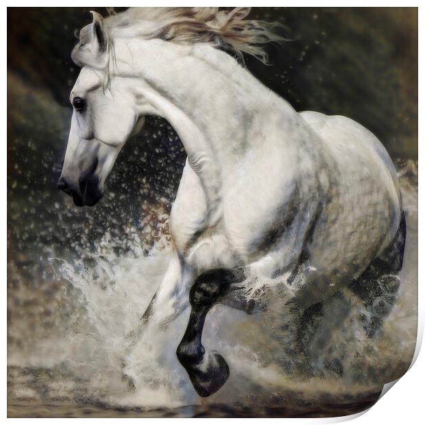 Galloping Grace: Equine Dream Print by kathy white