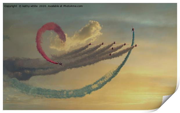Red arrows,  Flying the loop,Those magnificent men Print by kathy white