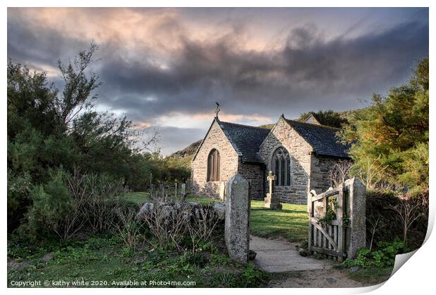 Church cove cornwall Print by kathy white