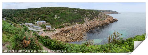 Penberth Cove Cornwall,from the cliff Print by kathy white