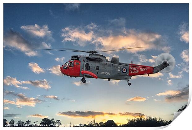 search and rescue Sea King  helicopter from 771 Sq Print by kathy white
