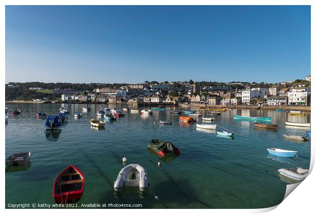St. Ives,  harbour Cornwall uk, Print by kathy white