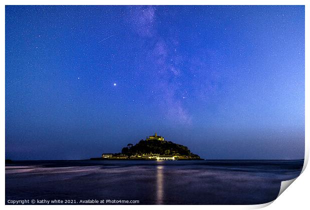 milkyway over St.michael mount,Milky Way, Print by kathy white