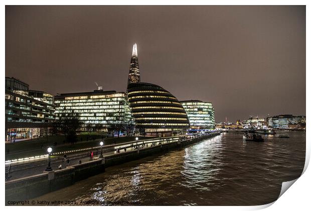 London skyline at night,london skyline Print by kathy white