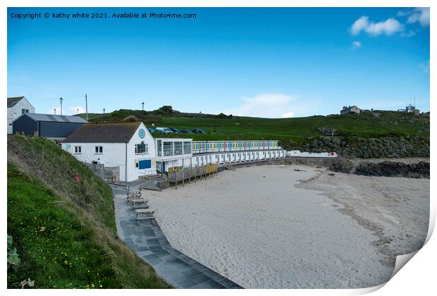 St. Ives, Cornwall,Porthgwidden Beach ,beach huts Print by kathy white
