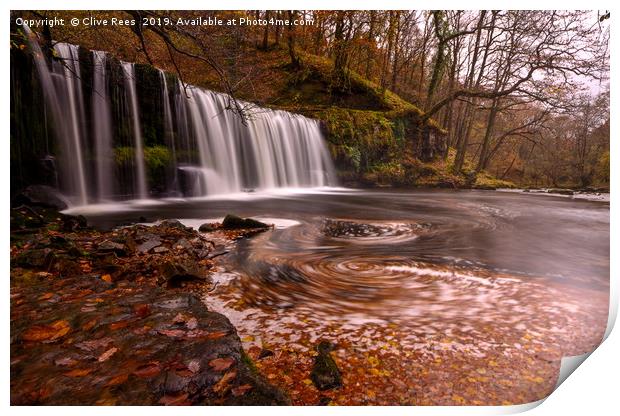 Waterfall Print by Clive Rees