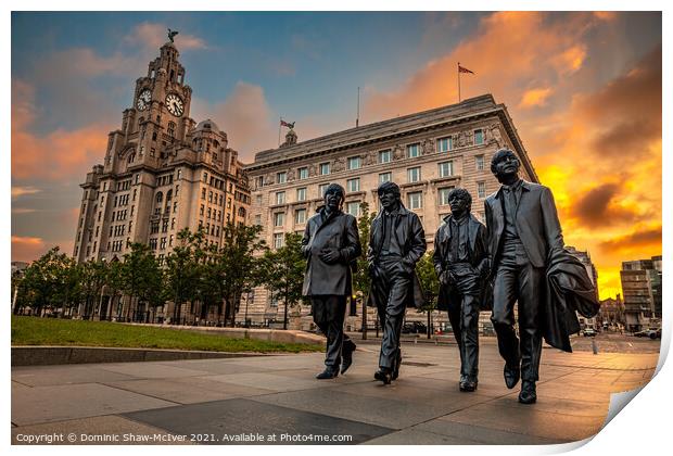 Fab Four at the Liver Building Print by Dominic Shaw-McIver