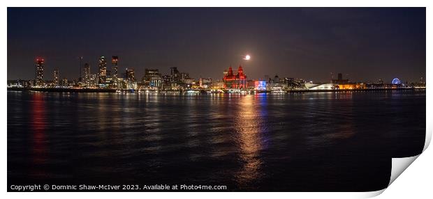 Moonrise over Liverpool Print by Dominic Shaw-McIver