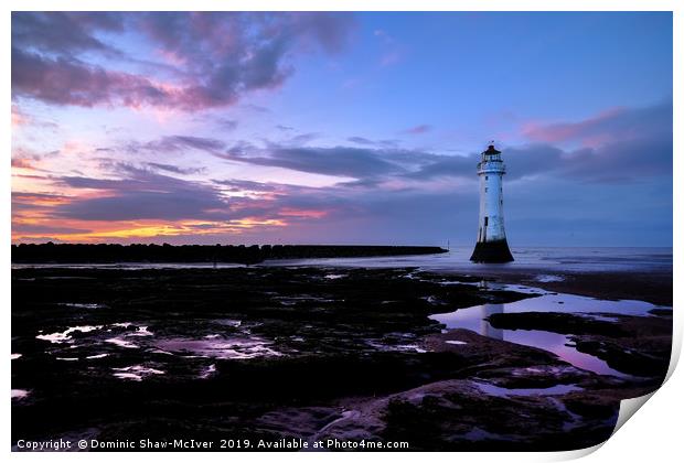 Majestic Sunset at New Brighton Lighthouse Print by Dominic Shaw-McIver