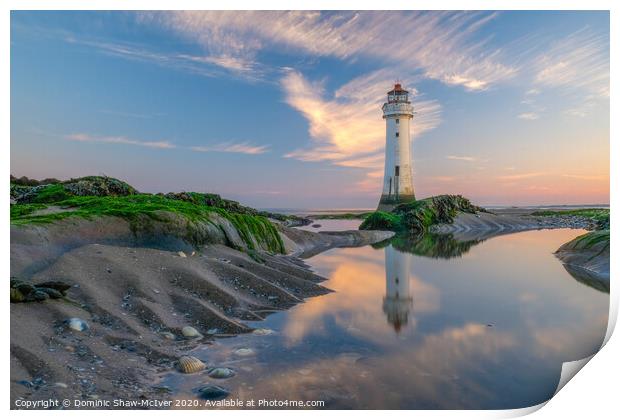 New Brighton Lighthouse at sunrise Print by Dominic Shaw-McIver