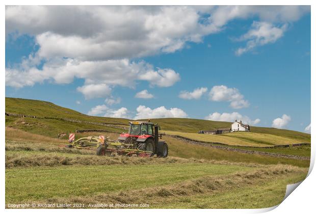 Haymaking at Binks House, Teesdale (2) Print by Richard Laidler