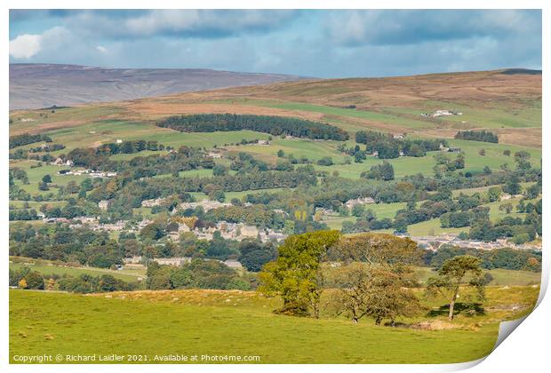 Middleton in Teesdale from Bail Hill Print by Richard Laidler