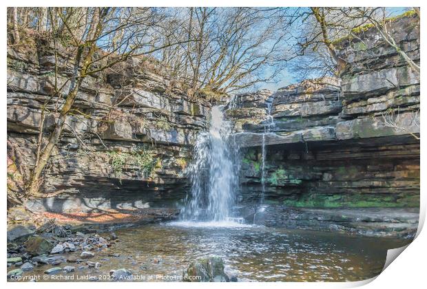 Summerhill Force Waterfall and Gibson's Cave Print by Richard Laidler