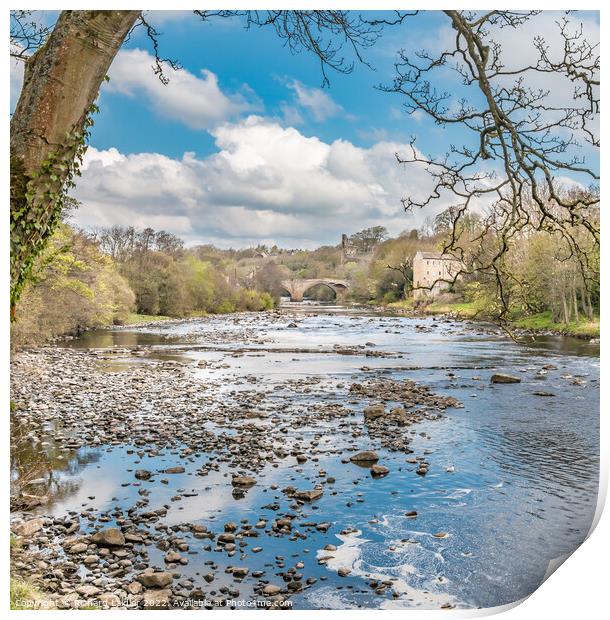 Upstream to the County Bridge Barnard Castle, Teesdale Print by Richard Laidler