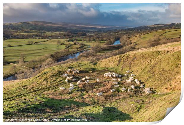 The View from Whistle Crag, Teesdale on the 2022 Winter Solstice Print by Richard Laidler