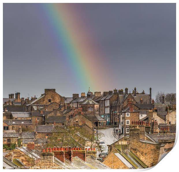 Barney Rooftops and Rainbow Print by Richard Laidler