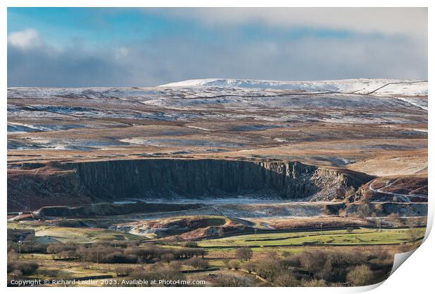A Wintry Crossthwaite Quarry from Middle Side, Teesdale Print by Richard Laidler
