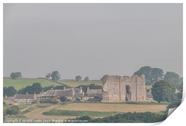 Bowes Castle in Early Morning Mist Print by Richard Laidler