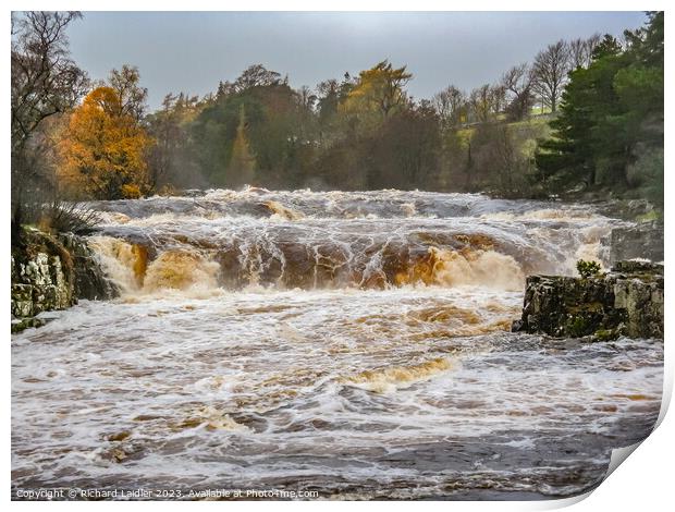 Low Force Waterfall in Full Flood after Storm Debi Nov 2023 Print by Richard Laidler