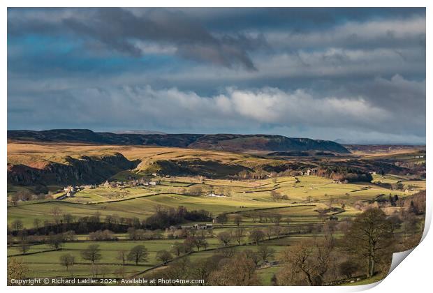 Winter Sun on Holwick, Teesdale Print by Richard Laidler