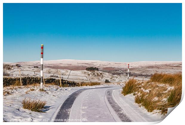 Kirkcarrion from Harker Hill in Snow Print by Richard Laidler