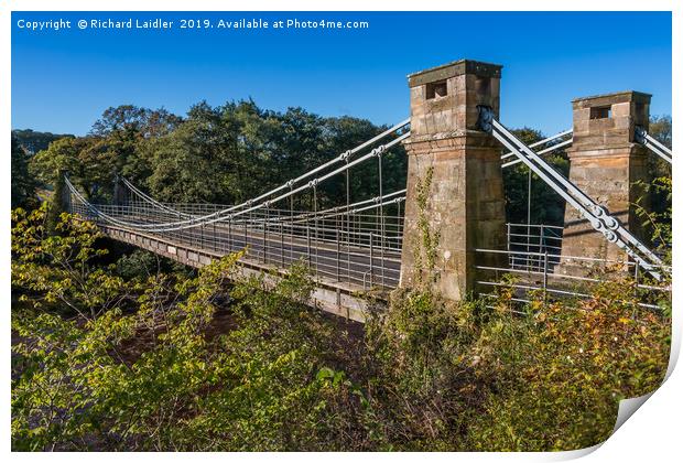 Whorlton Suspension Bridge, Teesdale Print by Richard Laidler