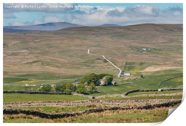 Over Langdon Beck to Great Dun Fell Print by Richard Laidler