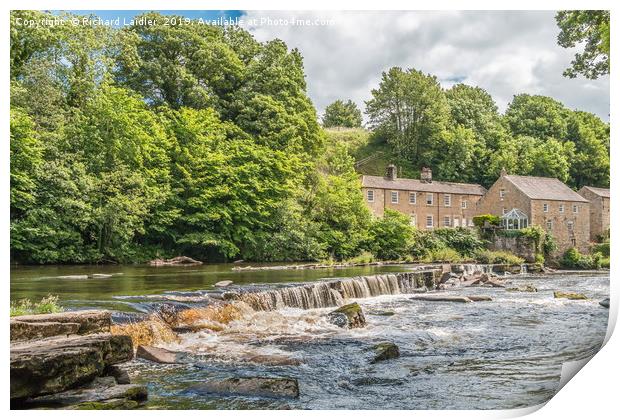 The River Tees and Demesnes Mill, Barnard Castle Print by Richard Laidler