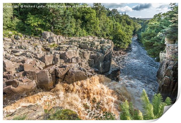 High Force Waterfall Teesdale - From The Top Down Print by Richard Laidler