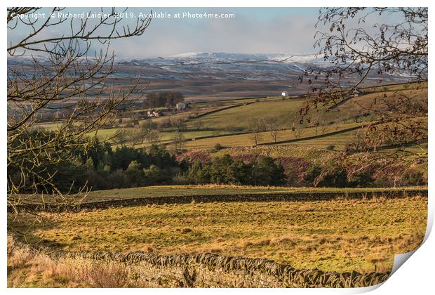 Snow Covered Holwick Fell from Snaisgill, Teesdale Print by Richard Laidler