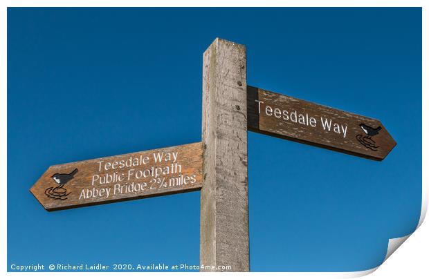 Teesdale Way Signpost Print by Richard Laidler