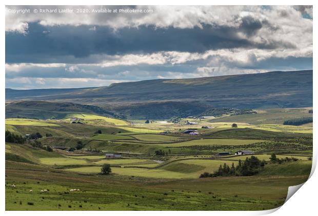 Sunshine and shadows on Upper Teesdale Print by Richard Laidler