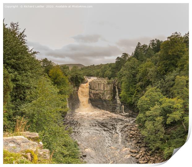 A Swollen River Tees at High Force Waterfall Print by Richard Laidler