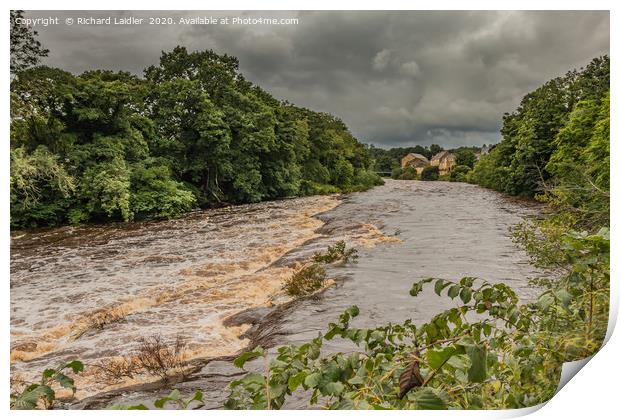 A Swollen River Tees at Barnard Castle Print by Richard Laidler