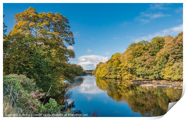 Autumn Reflections at Wycliffe Teesdale Print by Richard Laidler